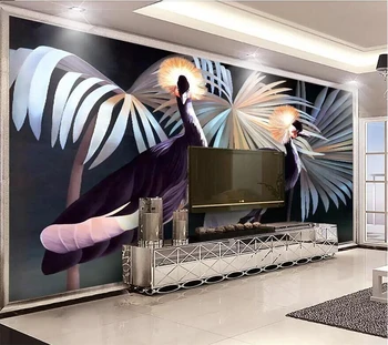 Пользовательские обои 3d ручная роспись тропический лес растение тукан фон стены гостиной украшения спальни живопись обои
