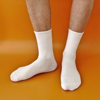 5 Пар/лот, Женские мужские базовые носки на каждый день, Белые, черные эластичные носки в рубчик, средней длины, Весна-осень-зима, хлопковые повседневные носки, Так что