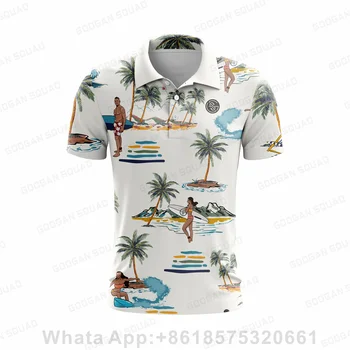 2023 Новая летняя мужская рубашка поло в гавайском стиле, повседневная модная быстросохнущая футболка с коротким рукавом для рыбалки и гольфа, топы, одежда больших размеров