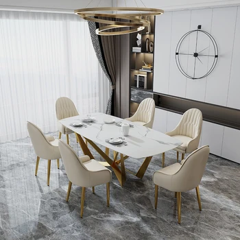 Стулья для гостиной с ручками, ножки из золотистого металла, Эргономичные обеденные стулья для гостиной, Белый Дешевый дизайн, мебель для дома Fauteuil