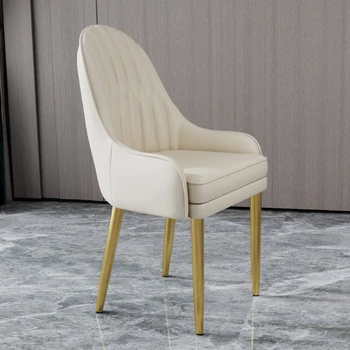 Стулья для гостиной с ручками, ножки из золотистого металла, Эргономичные обеденные стулья для гостиной, Белый Дешевый дизайн, мебель для дома Fauteuil