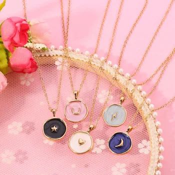 Ожерелье с подвеской в виде Луны и звезды-молнии для женщин, ювелирные цепочки для помолвки, ожерелье, Корейское модное колье, подарки