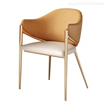 Кожаные обеденные стулья с золотыми ножками, современный дизайн гостиной, Минималистичный письменный стол на открытом воздухе, кафе Cadeira, мебель для дома WSW35XP