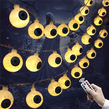 Светодиодные гирлянды на Хэллоуин с дистанционным управлением, украшение фестиваля страшных глазных яблок