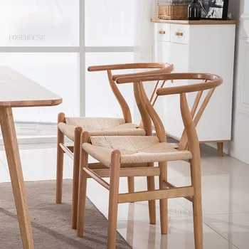 Современные обеденные стулья из массива дерева для столовой Мебель Кресло Скандинавский дизайнер Креативная бытовая мебель Sillas Comedor