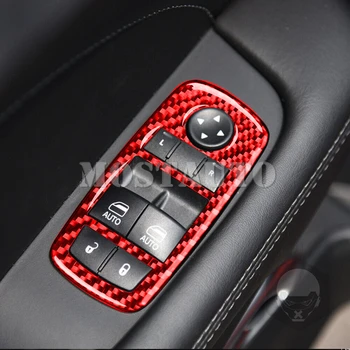 Для Dodge Challenger Отделка Крышки Кнопки Переключения Стеклоподъемника Внутренней Двери Автомобиля из Мягкого Углеродного Волокна 2015-2021 2шт (2 Цвета)