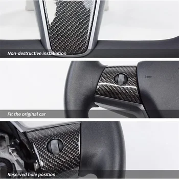 Накладка на защитную рамку рулевого колеса из углеродного волокна ABS для Tesla Model 3 Y 2017-2020, Крышка салона автомобиля, Автоаксессуары