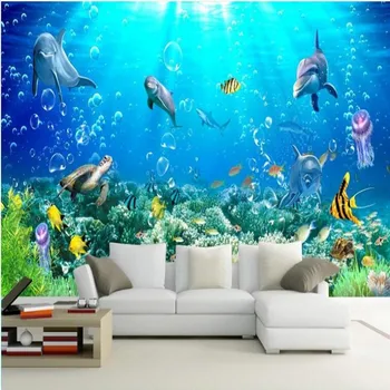wellyu Заказная крупномасштабная фреска с 3D-эффектами, подводный мир, ТВ-фон, 10 метров, нужны фоновые обои для стен