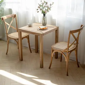 Горячие продажи Американский стиль ретро стулья из массива дерева Простые бытовые кресла Коммерческие кафе рестораны Повседневные обеденные стулья