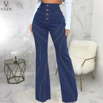 VAZN 2022 INS Высококачественная однотонная Милая офисная леди, Джокер, Повседневные Молодые Свободные женские джинсовые брюки с длинными широкими штанинами