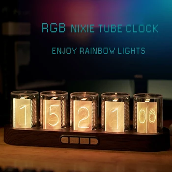 Цифровые ламповые часы Nixie со светодиодной подсветкой RGB для украшения игрового рабочего стола. Роскошная упаковка коробки для Идеи подарка.