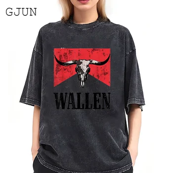 Винтажная футболка Western Wallen, графическая футболка, женская простая женская одежда с коротким рукавом, уличная одежда в стиле хип-хоп, Свободные топы оверсайз.
