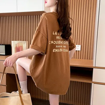 Летняя женская готическая кавайная футболка Harajuku, футболки с буквенным принтом, Корейская уличная футболка из чистого хлопка оверсайз, футболка с коротким рукавом y2, Топы