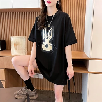 Летняя женская готическая кавайная футболка Harajuku, футболки с буквенным принтом, Корейская уличная футболка из чистого хлопка оверсайз, футболка с коротким рукавом y2, Топы