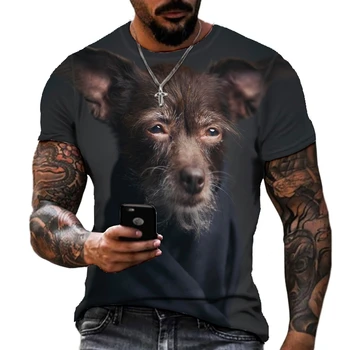 Летние мужские футболки с изображением крутых животных и собак, повседневная модная футболка с 3D принтом в стиле харадзюку с коротким рукавом для мальчиков, детские топы
