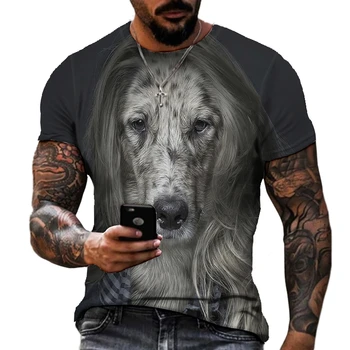 Летние мужские футболки с изображением крутых животных и собак, повседневная модная футболка с 3D принтом в стиле харадзюку с коротким рукавом для мальчиков, детские топы