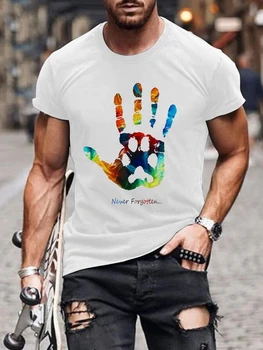 Летняя Мужская Повседневная футболка с круглым вырезом и коротким рукавом с принтом 2023, Мужская ЛГБТ-футболка С Принтами Лап Радужного Медведя, Художественная Повседневная Футболка С 3D-принтом