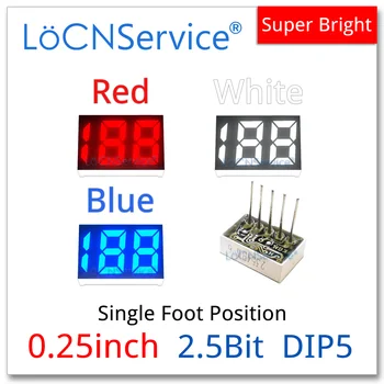 LoCNService30PCS 0,25 Дюймовый Цифровой Ламповый Светодиодный Дисплей 2,5 Бит Красный Синий Белый Общий Анод 7 Сегментный 0,25 дюймовый 188 2,5 Битный Одиночный ШТЫРЬ