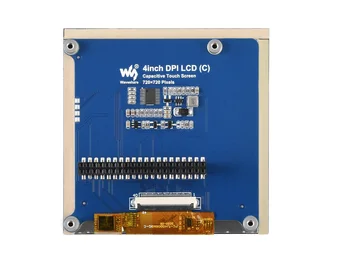 квадратный емкостный сенсорный ЖК-дисплей с диагональю 4 дюйма для Raspberry Pi, 720 × 720, DPI, IPS, крышка из закаленного стекла, низкое энергопотребление