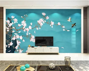 beibehang Новые обои ручной росписи в китайском стиле, модные классические обои с цветами и птицами, магнолия, домашний фон, стена