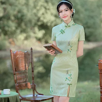 Элегантная Винтажная Кружевная цветочная вышивка, Одежда в китайском стиле Ципао, женские вечерние платья в стиле ретро Чонсам, Vestidos