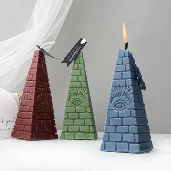 Силиконовая форма в виде кирпичной пирамиды для свечей, 3d-формы для производства льда, гипса, эпоксидной смолы, мыла, Литейные формы для изготовления свечей, товары для дома