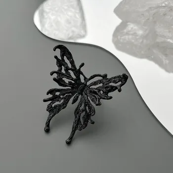 DONATTO Fashion Серебряное кольцо с бабочкой из жидкого металла для женщин в стиле Панк с преувеличенными Открытыми регулируемыми кольцами Эстетические украшения Y2K