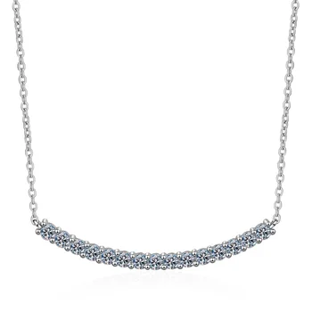 Бриллиантовое ожерелье из муассанита превосходной огранки, твердое Серебро 925 пробы, 15 камней, подвеска Smile Bar, ювелирные изделия, подарок для женщин и девочек на вечеринку