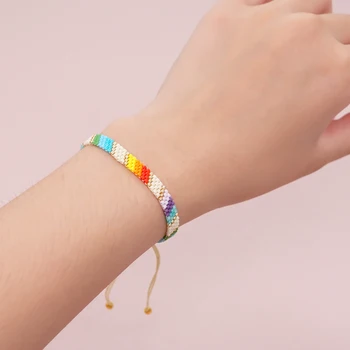 Go2BoHo Новое поступление Геометрический Красочный модный браслет Ювелирные изделия Бисер Миюки Плетеные браслеты ручной работы для женщин